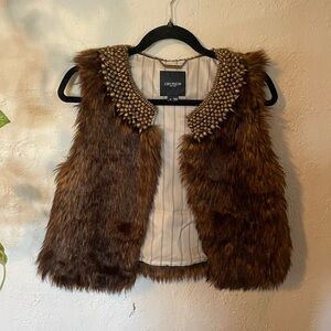 GRYPHON NEW YORK FAUX FUR BRASS VEST